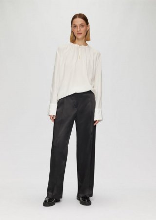 s.Oliver Wide-Leg-Hose aus Satin mit extra weitem Saum - schwarz