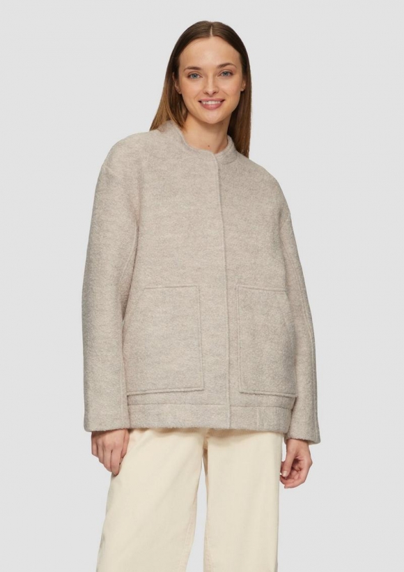 s.Oliver Bouclé-Bomberjacke aus Wollmix - beige