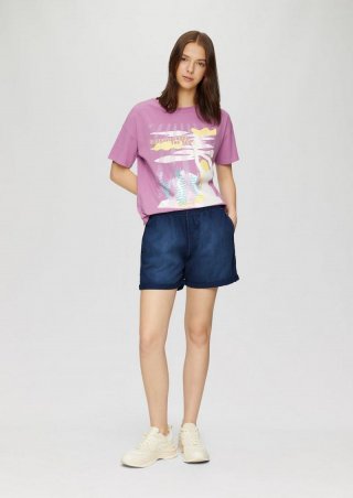 s.Oliver Jeans-Short Abby / Mid Rise / Semi Wide Leg / mit Elastikbund - blau