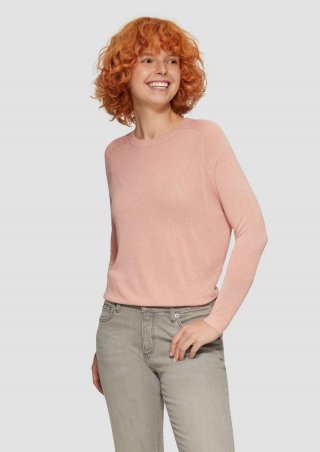 s.Oliver Feinstrickpullover in Glitzeroptik - perlmuttrosa