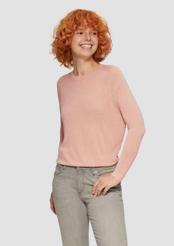 s.Oliver Feinstrickpullover in Glitzeroptik - perlmuttrosa