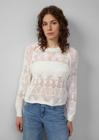 s.Oliver Baumwollpullover mit Ajourmuster - ecru