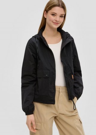 s.Oliver Kapuzenjacke mit Crinkle-Struktur - schwarz