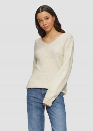 s.Oliver Weicher Pullover mit Rippstruktur - beige