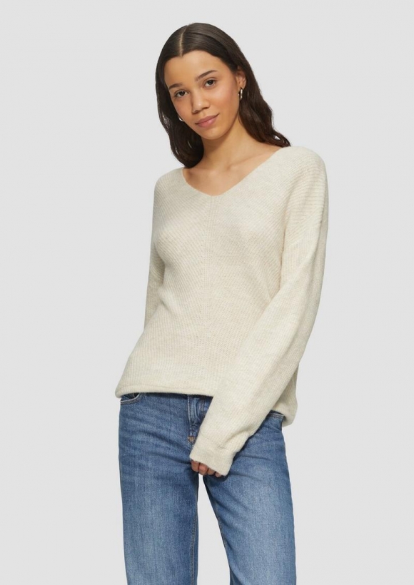 s.Oliver Weicher Pullover mit Rippstruktur - beige