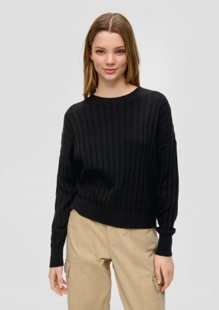 s.Oliver Weicher Strickpullover aus Baumwollmix - schwarz