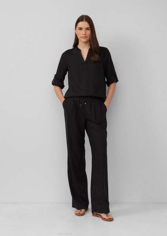 s.Oliver Wide-Leg-Hose aus Leinemix - schwarz