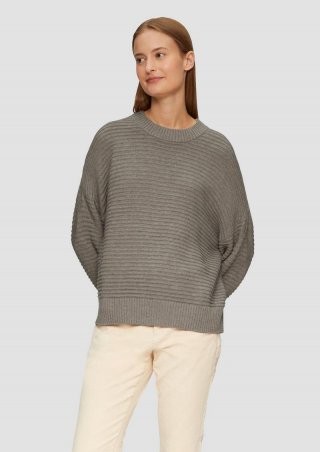 s.Oliver Oversized Strickpullover mit Strukturdetails - hellbraun