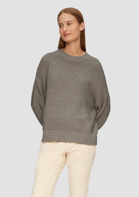 s.Oliver Oversized Strickpullover mit Strukturdetails - hellbraun