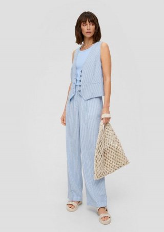 s.Oliver Wide-Leg-Hose aus Leinenmix mit Bügelfalten - himmelblau