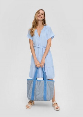 s.Oliver Baumwollkleid mit Raffung und Eingrifftaschen - himmelblau