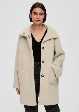 s.Oliver Mantel mit Herringbone-Muster - helles beige