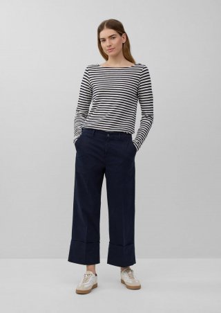 s.Oliver Baumwoll-Culotte mit Bügelfalte und fixiertem Umschlag - navy