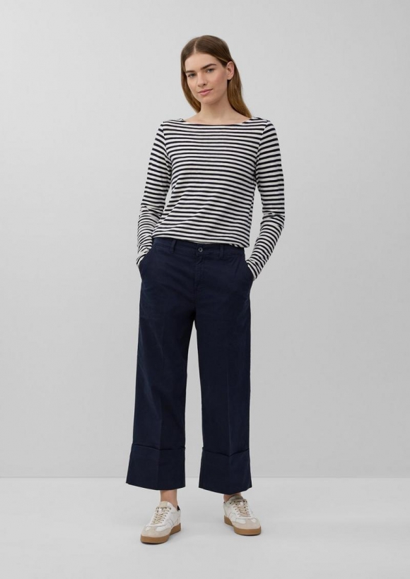 s.Oliver Baumwoll-Culotte mit Bügelfalte und fixiertem Umschlag - navy
