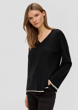 s.Oliver Strickpullover aus Viskosemix - schwarz