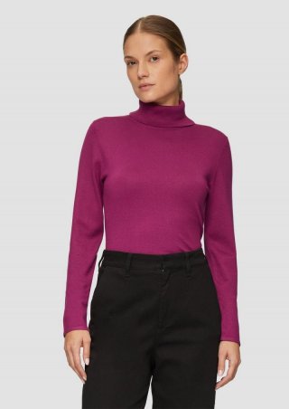 s.Oliver Feiner Rollkragenpullover mit Ajour-Details - fuchsia