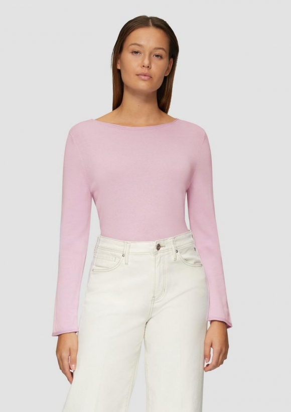 s.Oliver Leichter Feinstrickpullover mit Rollkante - lavendel