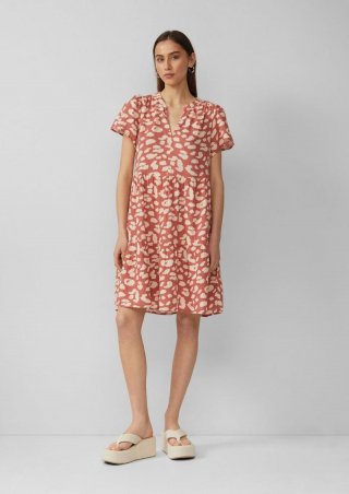s.Oliver Volantkleid aus Musselin - papaya