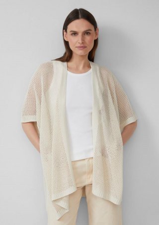 s.Oliver Leichter Strickponcho - beige