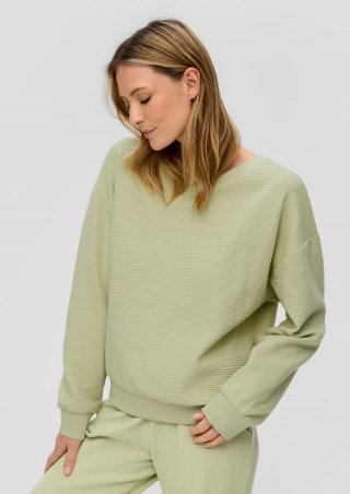 s.Oliver Sweatshirt in Ripp-Optik - hellgrün