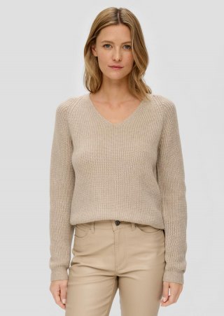 s.Oliver Strickpullover mit Rippstruktur - helles beige