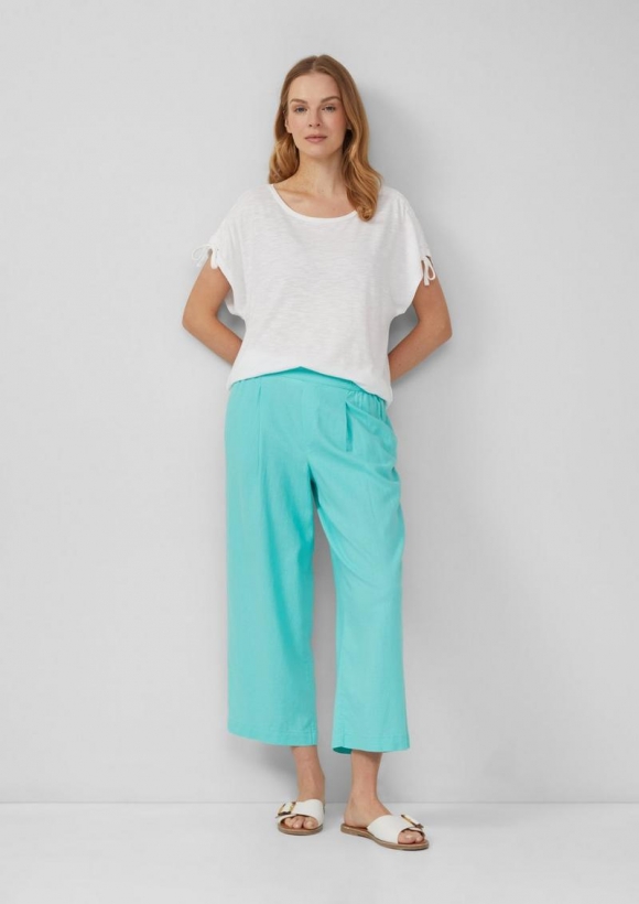s.Oliver High-Rise Culotte aus Leinenmix im Relaxed Fit - türkis