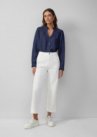 s.Oliver Culotte Suri / Regular Fit / High Rise / Wide Leg / Bügelfalten - ecru