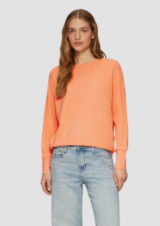 s.Oliver Weicher Strickpullover aus Viskosemix mit Fledermausärmeln - orange