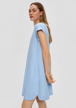 s.Oliver Midi-Kleid mit Tunika-Ausschnitt - himmelblau