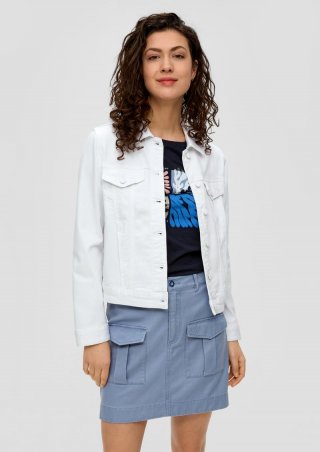 s.Oliver Kurze Jeansjacke mit angedeuteten Brusttaschen - weiß
