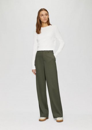 s.Oliver Hose aus Interlockjersey mit Twillstruktur und Wide Leg - olivgrün