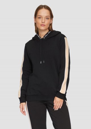 s.Oliver Sweatjacke mit Seitenstreifen und Kapuze - schwarz