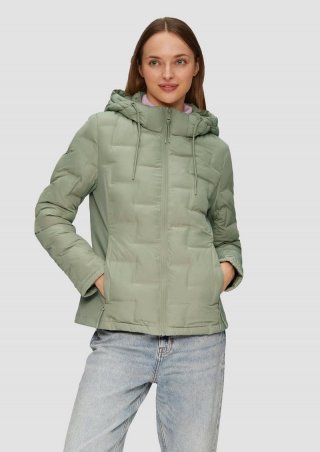 s.Oliver Leicht wattierte Jacke im Fabricmix mit Prägung - helles olivgrün