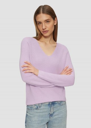 s.Oliver Strickpullover mit V-Ausschnitt und Raglan-Ärmeln - lavendel