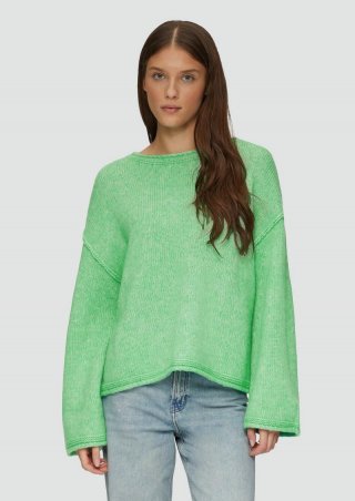 s.Oliver Strickpullover mit weiten Ärmeln im Relaxed Fit - limettengrün