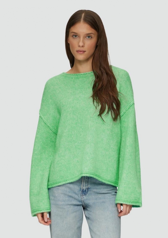 s.Oliver Strickpullover mit weiten Ärmeln im Relaxed Fit - limettengrün