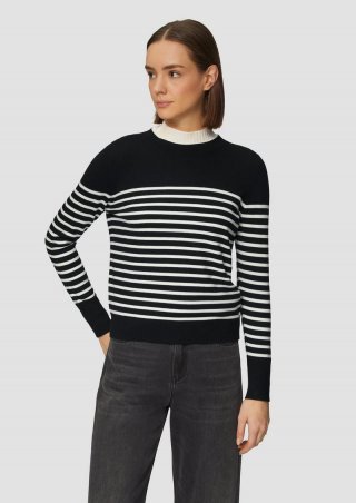 s.Oliver Gestreifter Pullover aus Viskosemix - schwarz