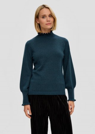s.Oliver Strickpullover mit Raffung - petrol
