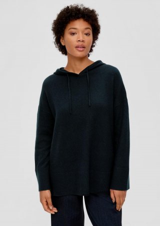 s.Oliver Strickpullover mit verlängertem Rückensaum - navy