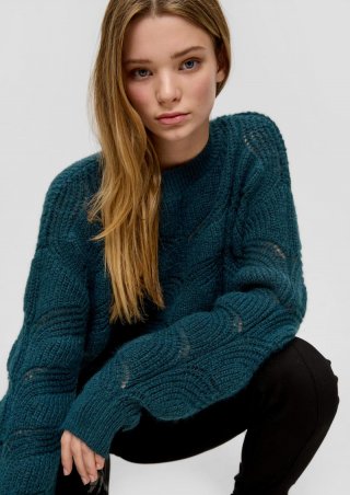 s.Oliver Strickpullover mit Zopfmuster - petrol