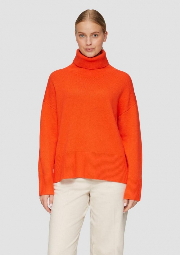 s.Oliver Lockerer Rollkragenpullover aus Kaschmirmix - orange