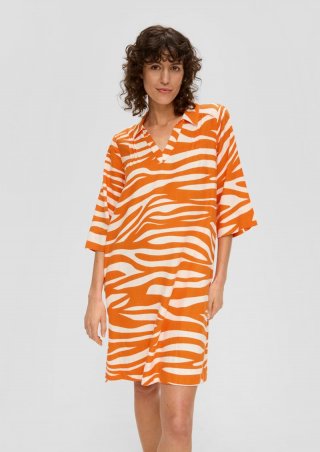 s.Oliver Kurzes Leinenkleid - orange