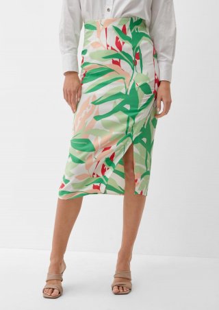 s.Oliver Midi-Rock mit Allover-Print - ecru