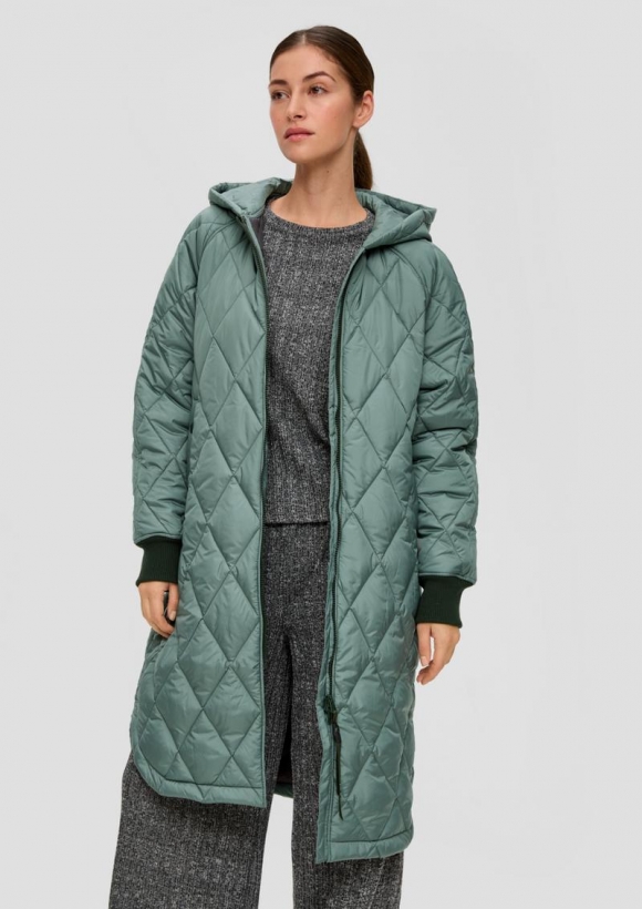 s.Oliver Oversize Mantel mit abgerundetem Saum - dunkles salbeigrün
