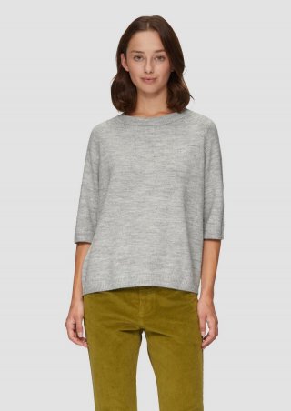s.Oliver Strickpullover im Alpakamix mit Relaxed Fit - grau meliert
