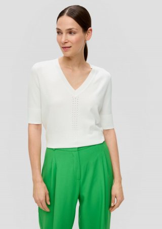 s.Oliver Strickshirt mit Lochmuster - creme