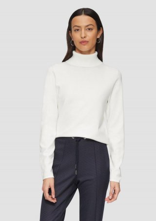 s.Oliver Feiner Rollkragenpullover mit Ajour-Details - ecru