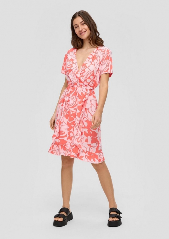 s.Oliver Midi-Kleid mit Volants - zartrosa