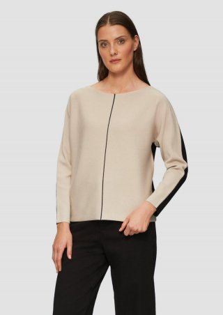 s.Oliver Modischer Strickpullover mit Fledermausärmel - beige