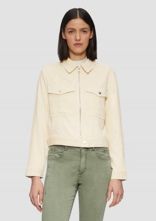 s.Oliver Kurze Feincordjacke mit aufgesetzten Taschen - beige